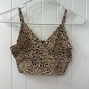 Brandy Melville Tan and Black Animal Print Top